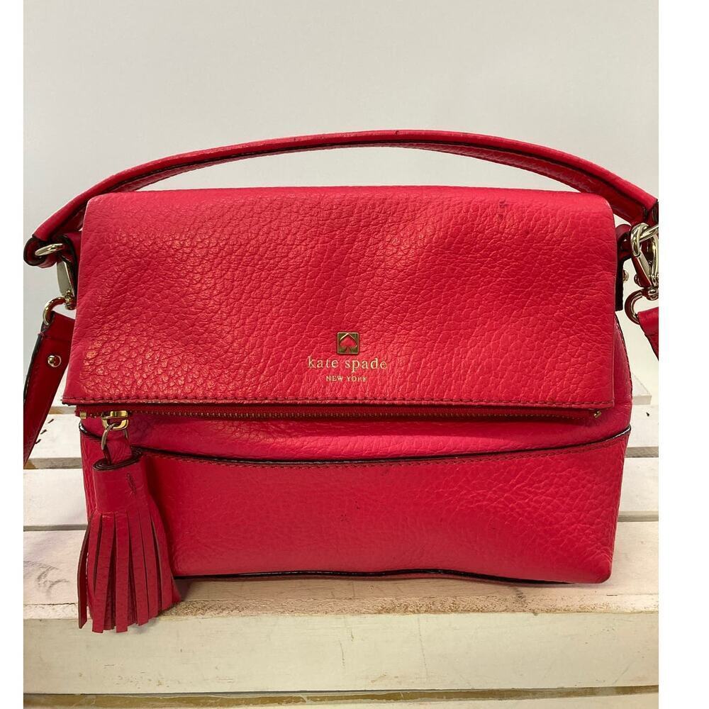 KATE SPADE HOT PINK PEBBLED LEATHER CROSSBODY BAG (ASIS) - Picture 2 of 16